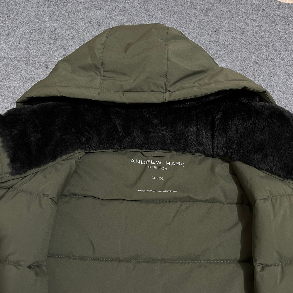Andrew Marc Stretch Hooded Puffer Coat Olive Green Women's Size XL - Picture 11 of 15